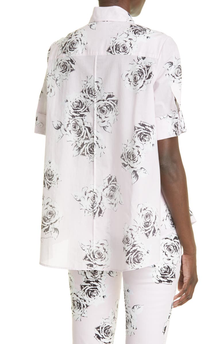 Adam Lippes Rose Print Cotton Voile Trapeze Top, Alternate, color, 