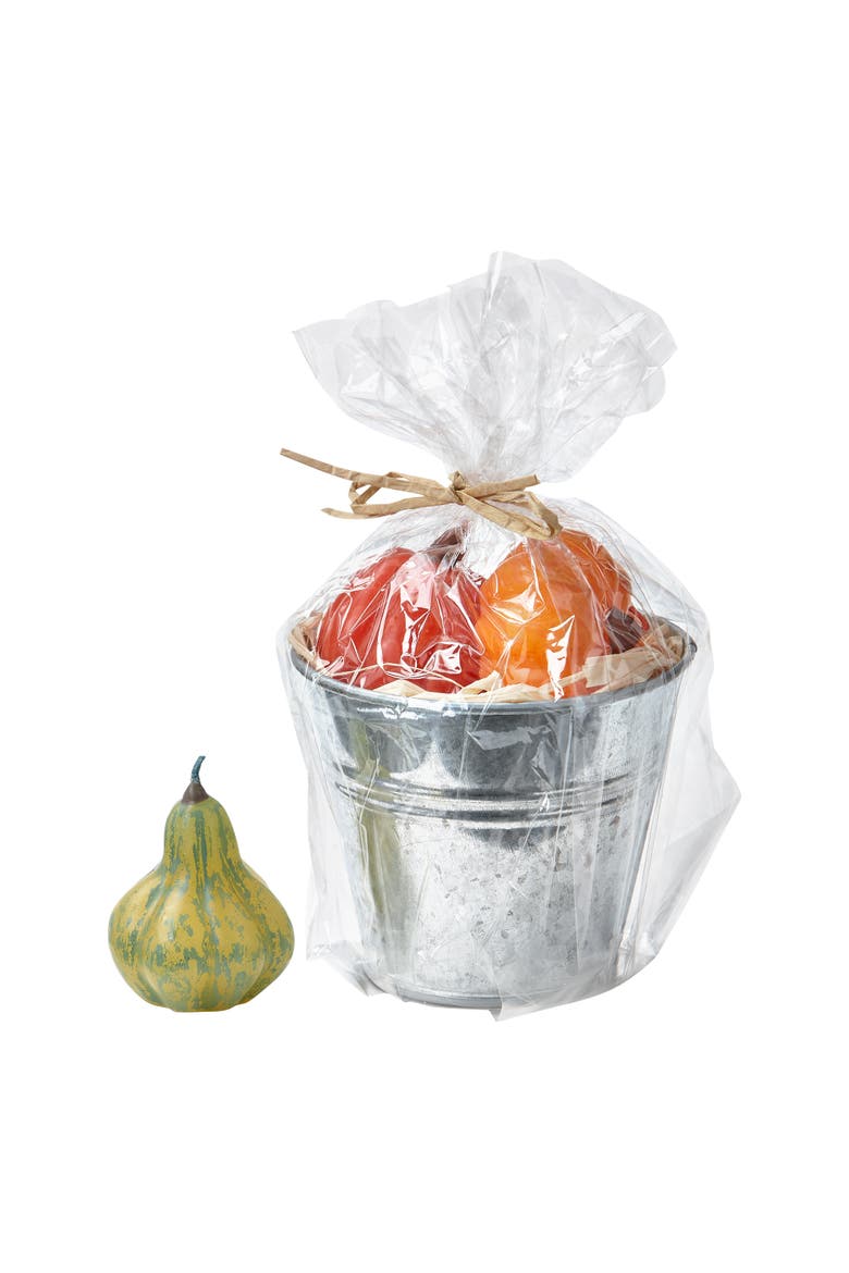 Pumpkin Patch Mini Candle Pail Sculpted Fall Decor Multicolor, Main, color, Multicolored