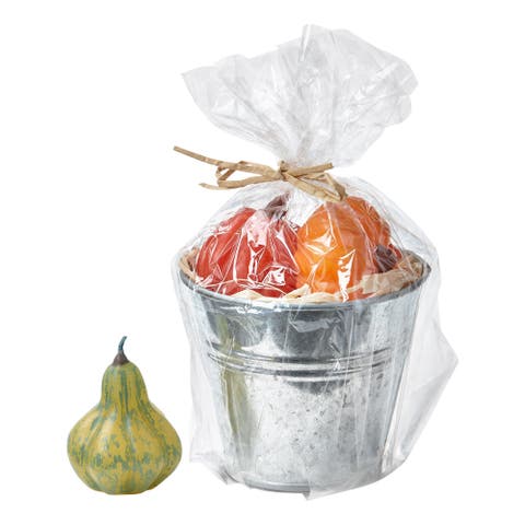 Pumpkin Patch Mini Candle Pail Sculpted Fall Decor Multicolor