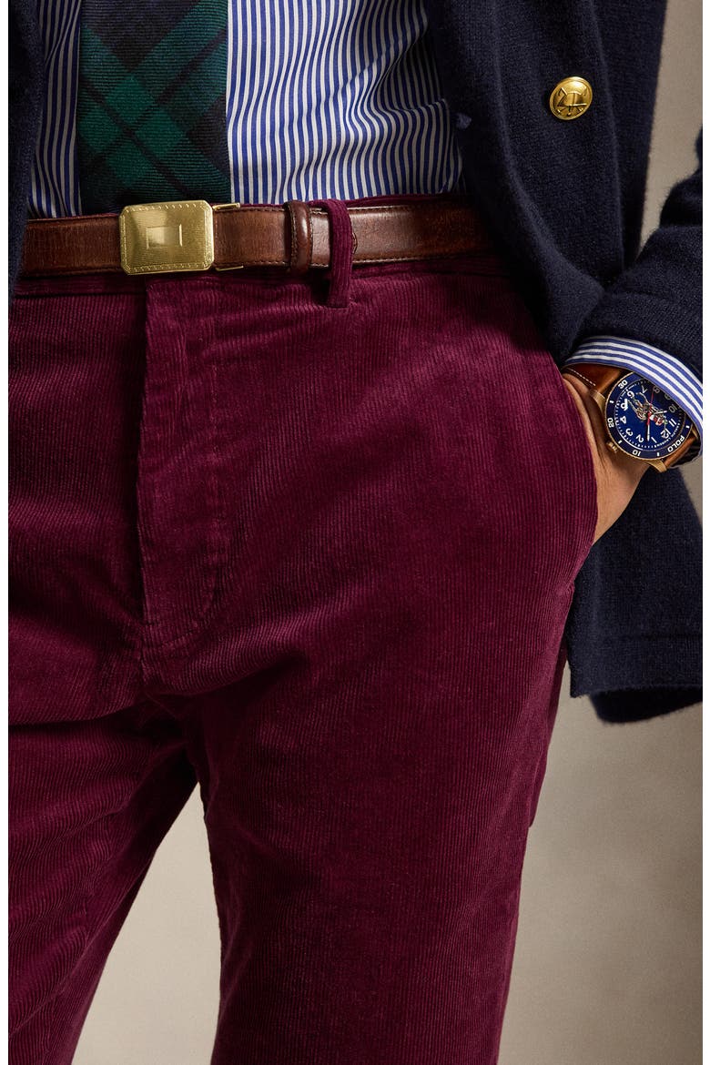 Stretch Corduroy Slim Fit Pants, Alternate, color, RED