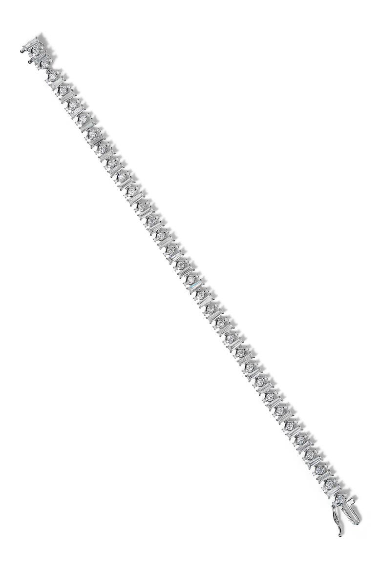 Mosaic Cubic Zirconia Line Bracelet, Main, color, RHODIUM