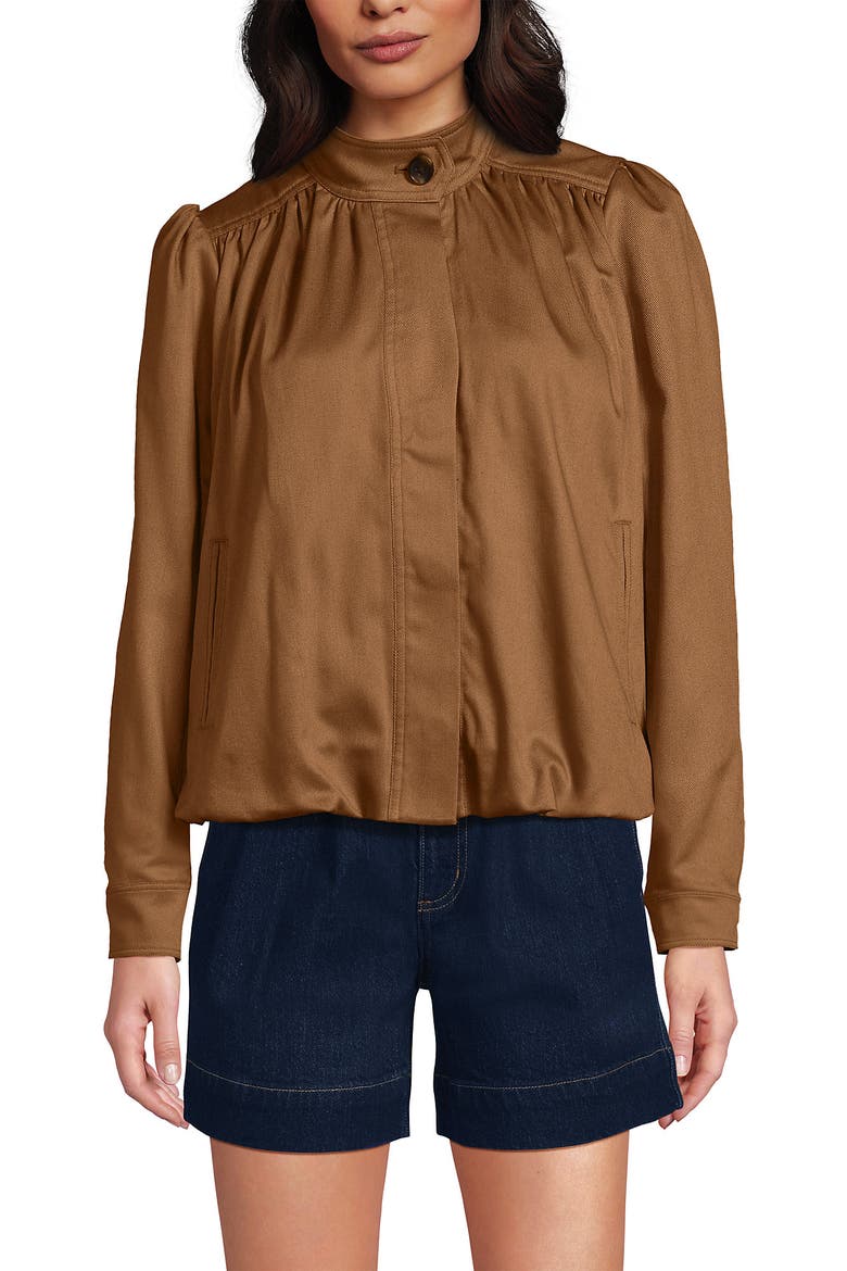 Drapey Twill Bubble Hem Jacket, Alternate, color, Canyon Camel