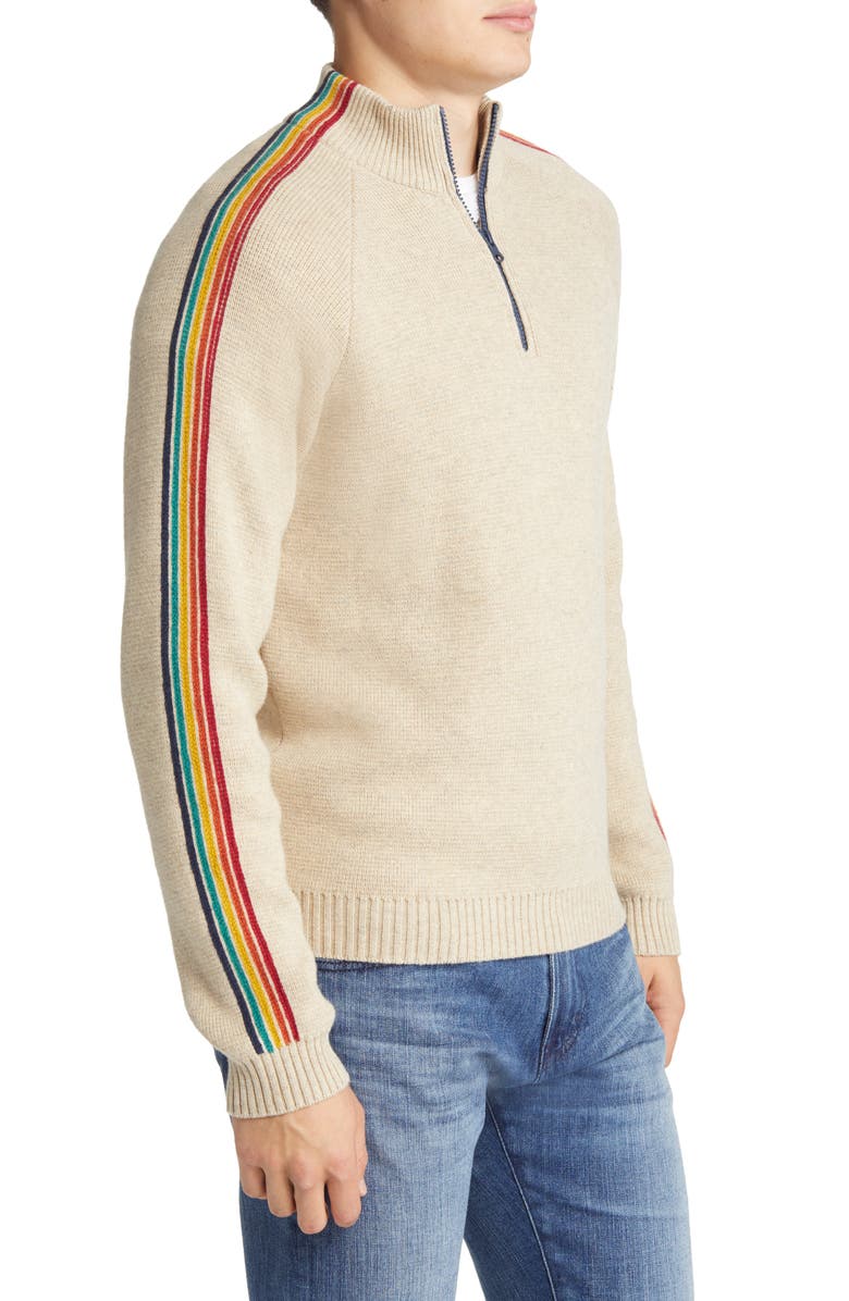Marine Layer Stripe Sleeve Quarter Zip Pullover, Alternate, color, 