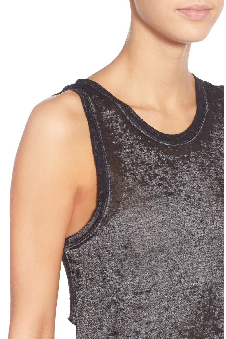Treasure&Bond Cutout Detail Burnout Tank, Alternate, color, GREY CHARCOAL