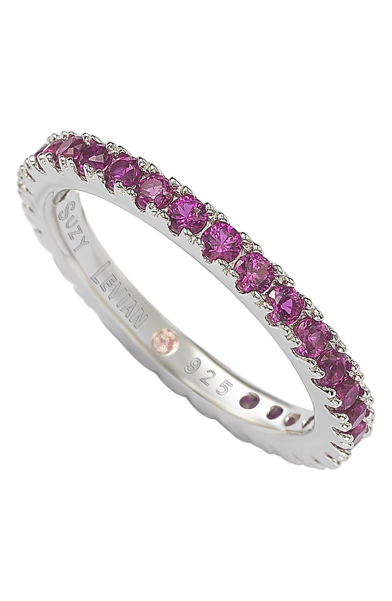 SUZY LEVIAN Sterling Silver Pink CZ Eternity Band Ring