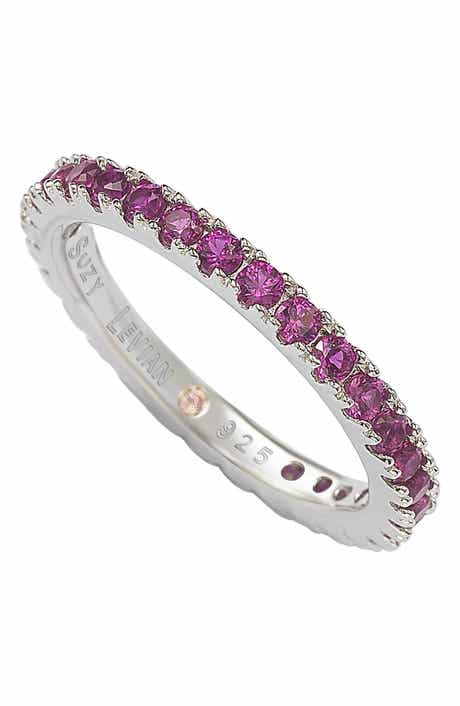 SUZY LEVIAN Sterling Silver Pink CZ Eternity Band Ring