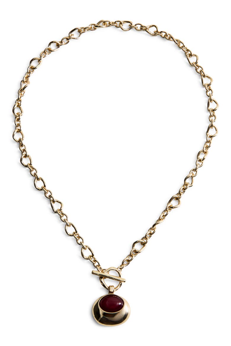 Link Circle Pendant Necklace, Main, color, GOLD