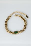 Meideya Emerald Gem Curb Chain Bracelet