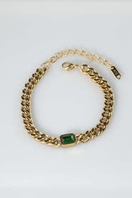 Meideya Emerald Gem Curb Chain Bracelet