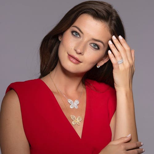 Anna Zuckerman Olivia Butterfly Necklace In Rose Gold
