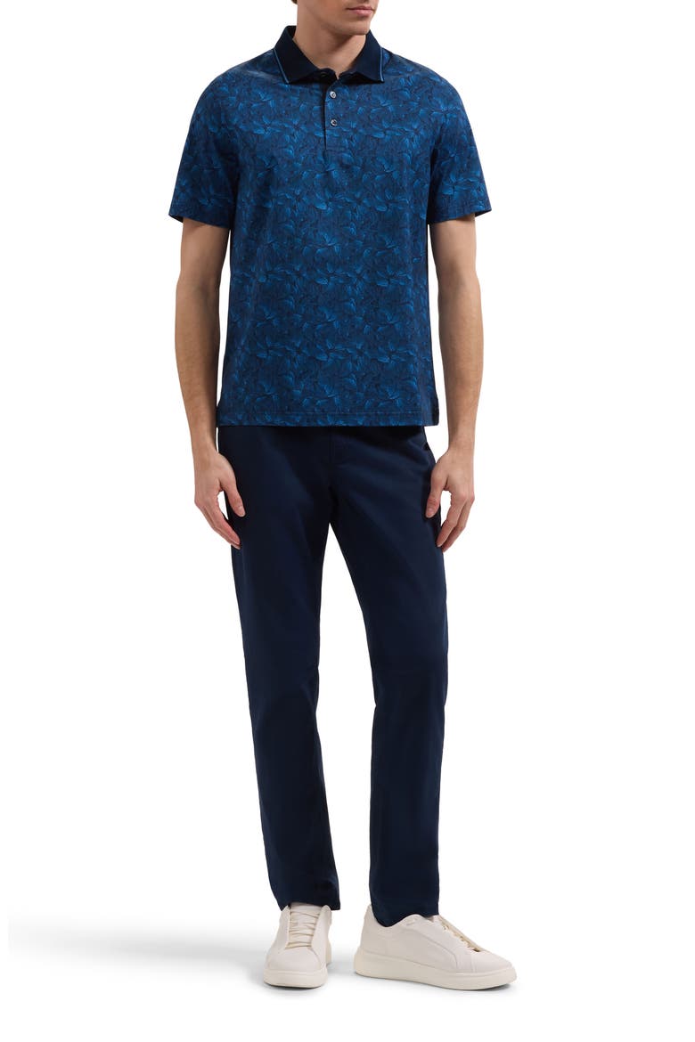 Vidal OoohCotton® Leaf Print Polo, Alternate, color, NAVY