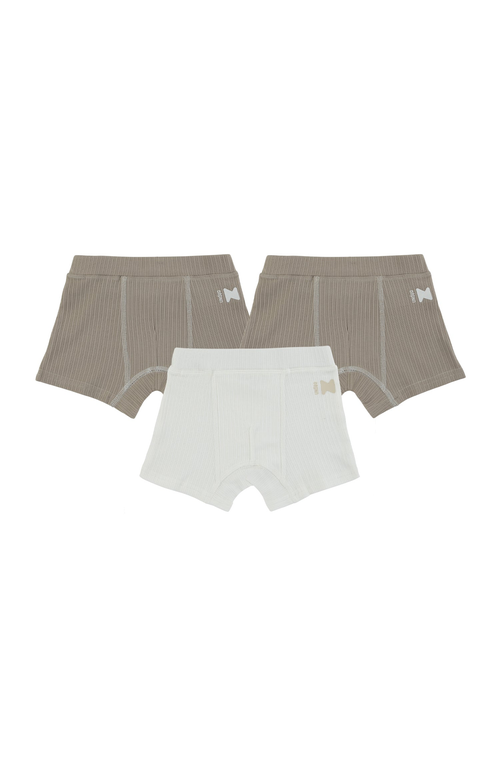 Noggiwear Ribbed Boxers In Ribbed Taupe + White