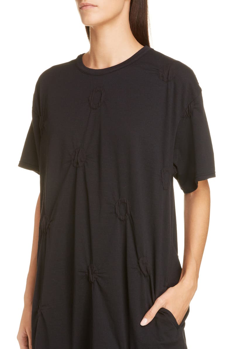 Y's by Yohji Yamamoto Gathered Dot T-Shirt Dress, Alternate, color, 
