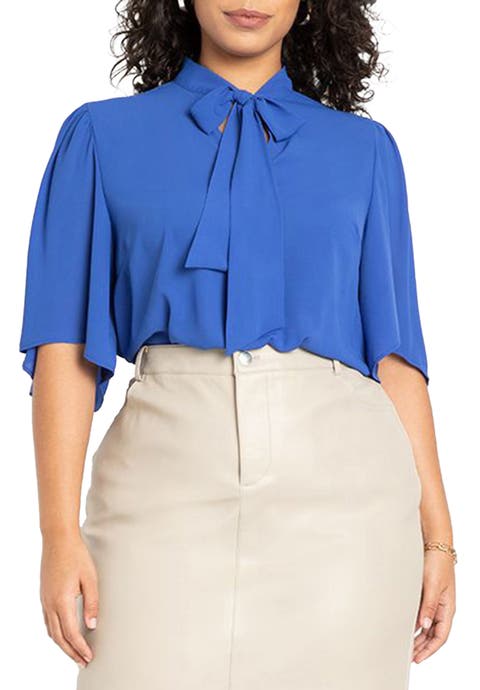 Bow Blouse With Flutter Sleeve (Plus Available)