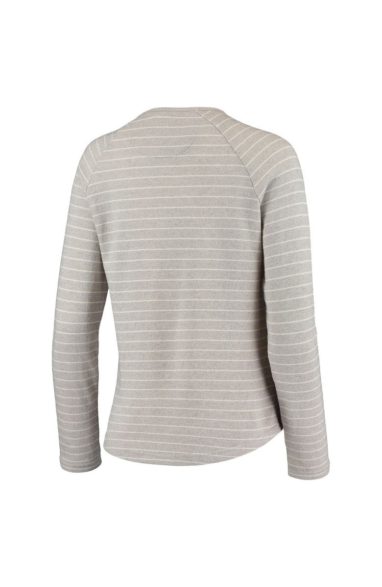 CAMP DAVID Women's Heathered Gray Virginia Tech Hokies Seaside Striped French Terry Raglan Pullover Sweatshirt, Alternate, color, 