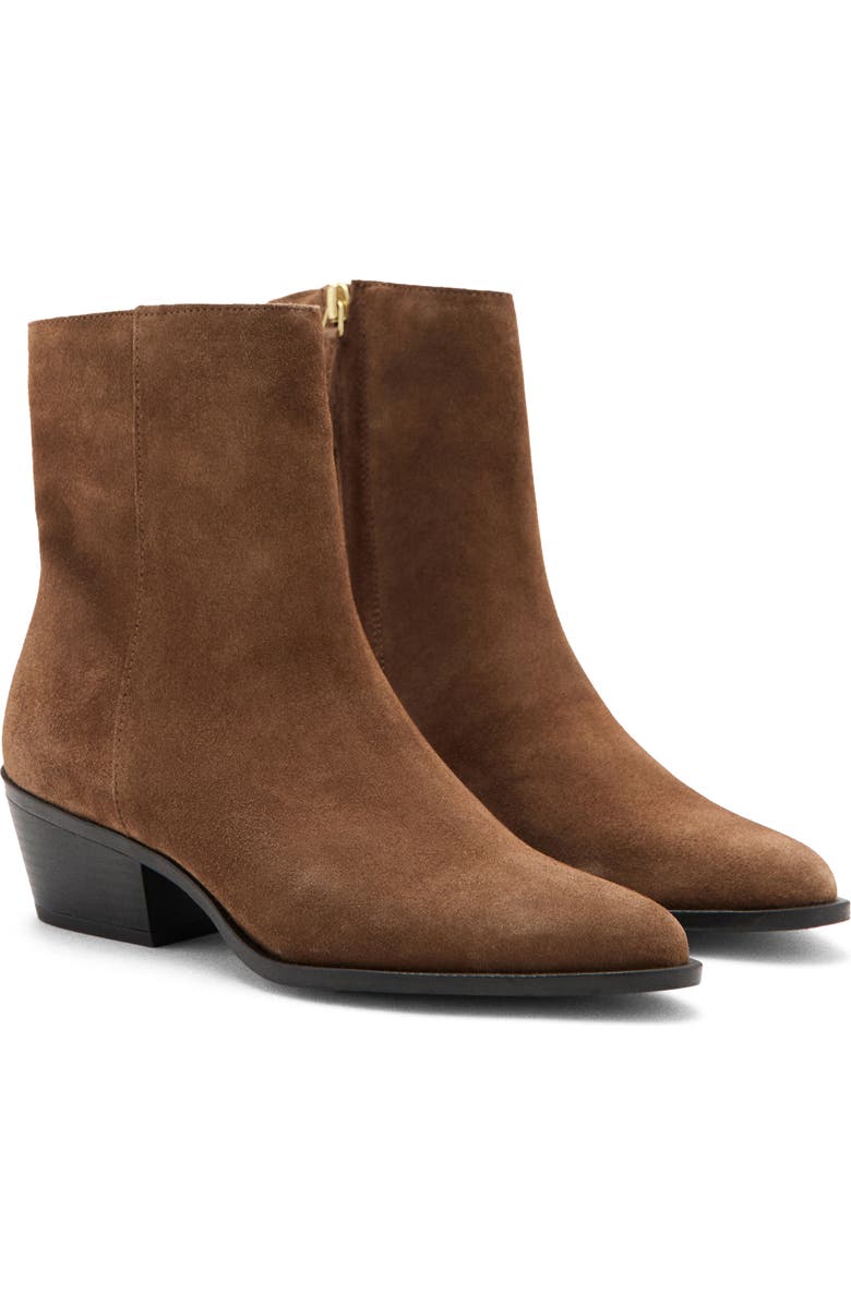 MANGO Suede Bootie, Main, color, Medium Brown