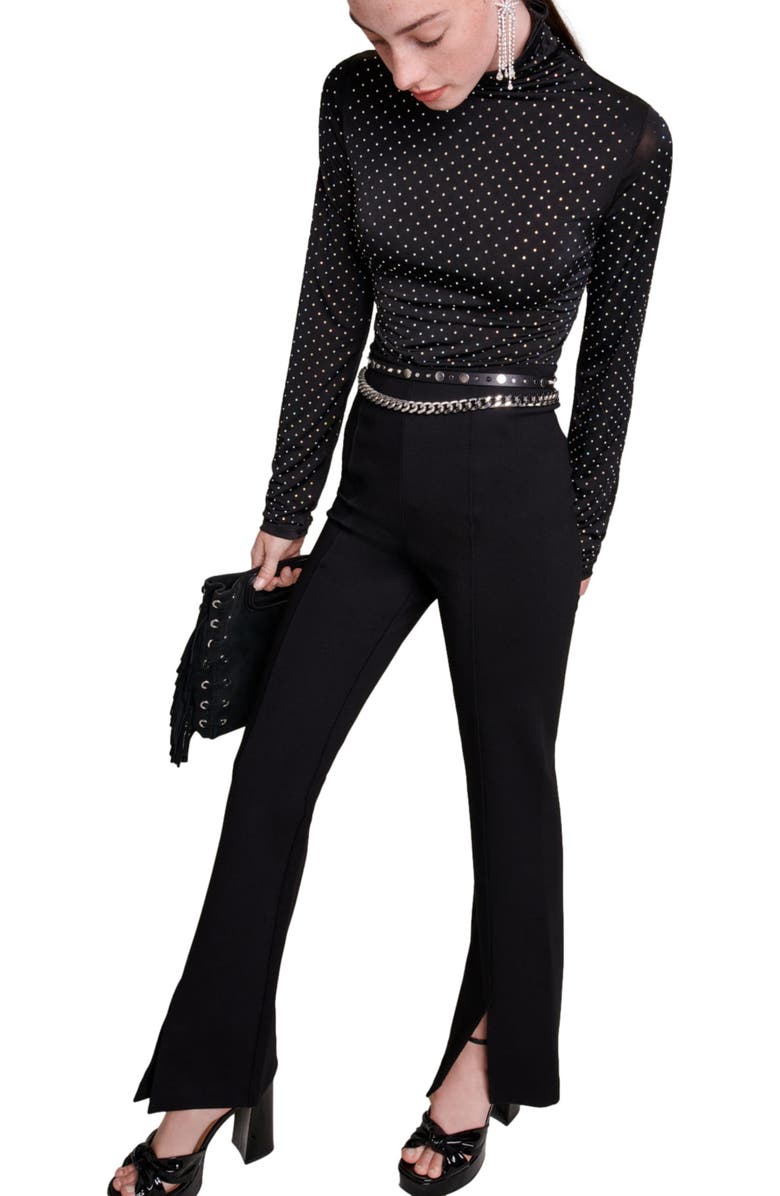 maje Black slim-fit trousers with slits, Alternate, color, 