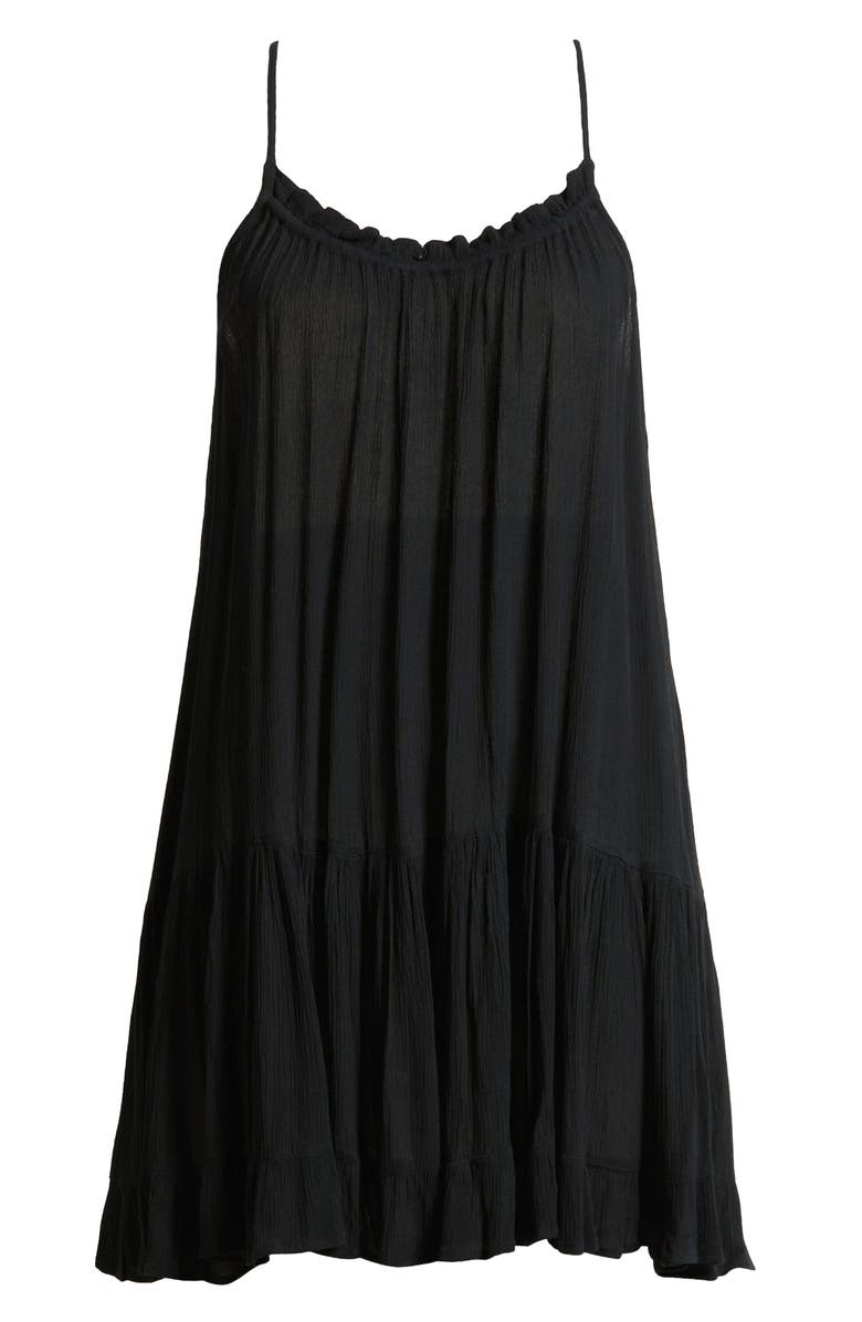 Elan Ruffle Trim Cover-Up Dress, Alternate, color, Black