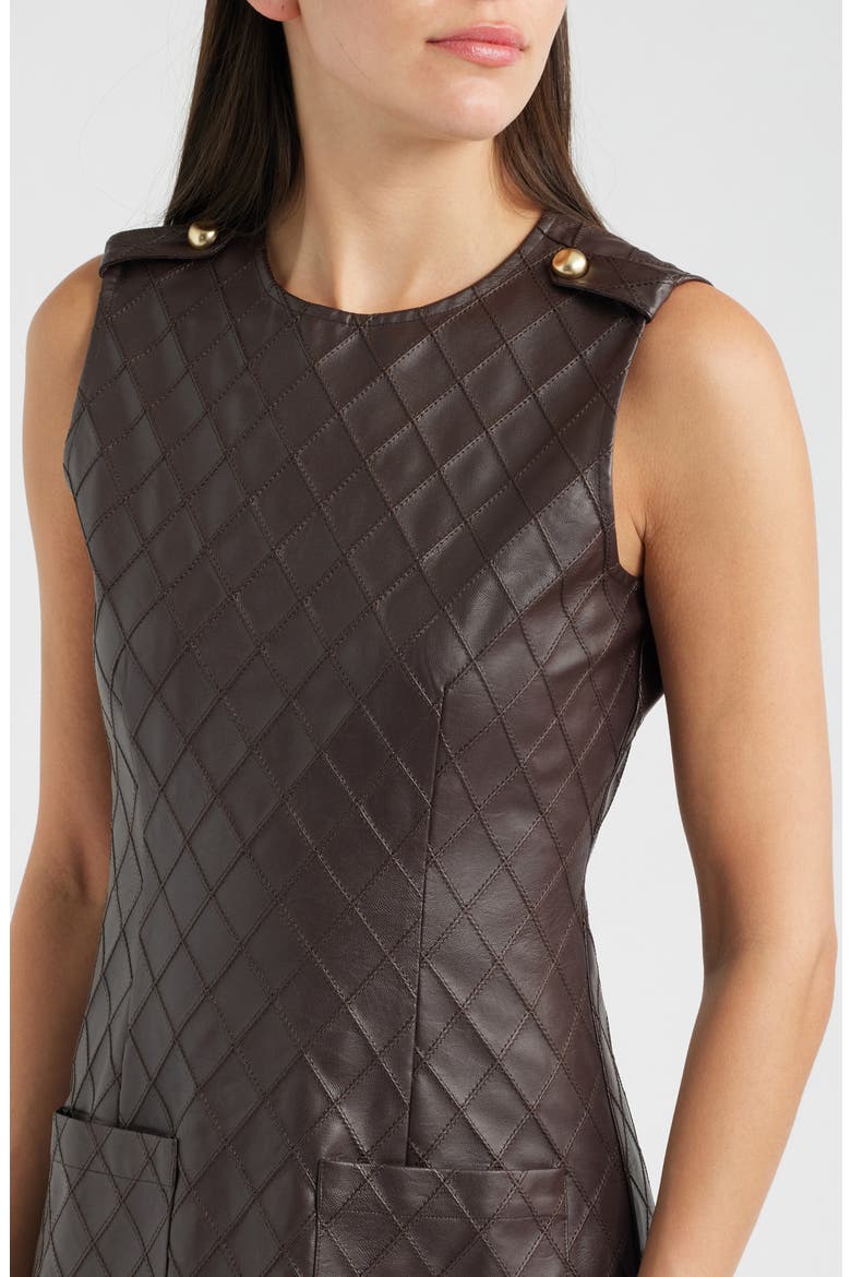 Sleeveless Faux Leather Dress, Alternate, color, BURGUNDY