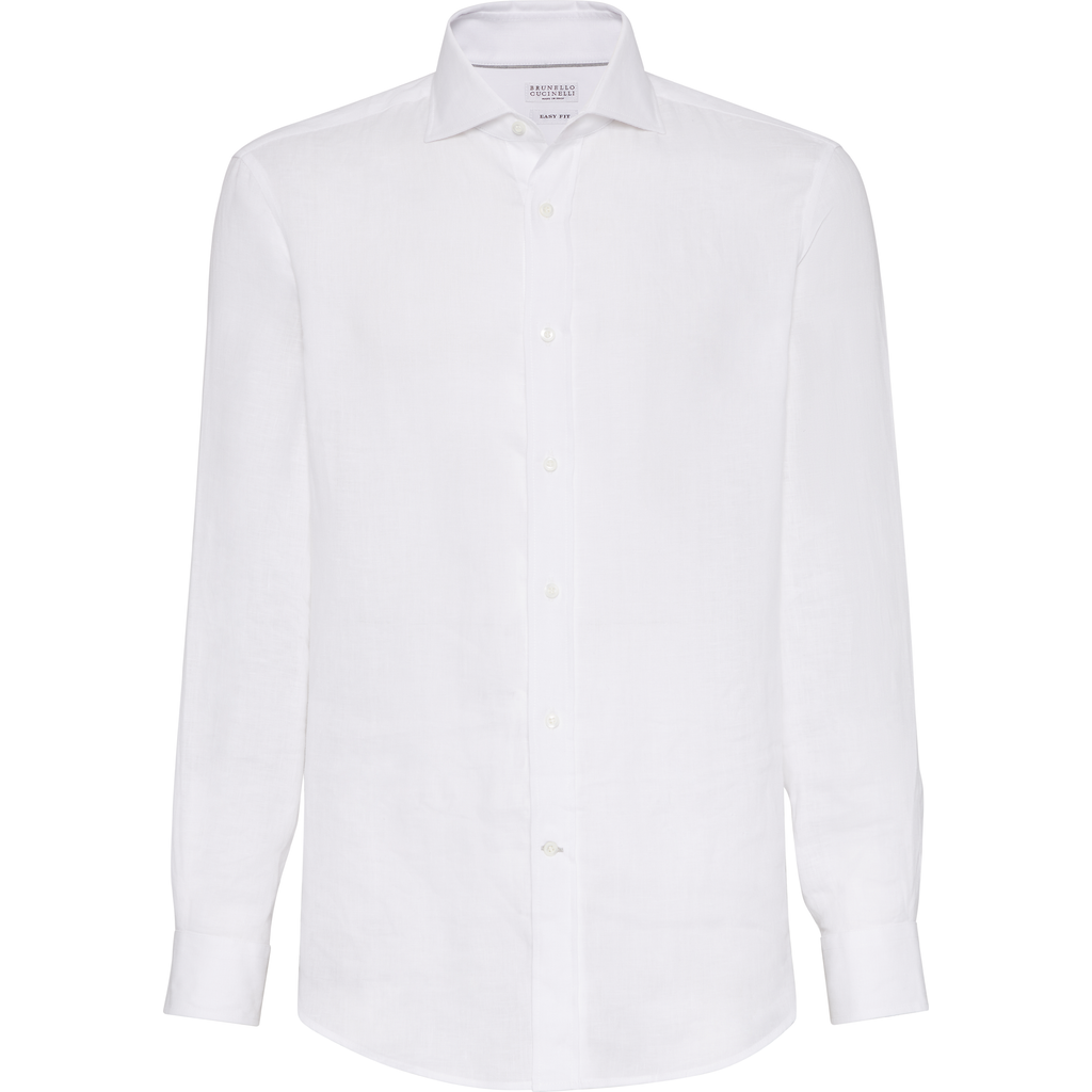 Brunello Cucinelli Cotton Shirt With Button-up Style And Spread Collar In White