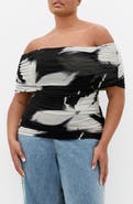 City Chic Dana Floral Off the Shoulder Mesh Top