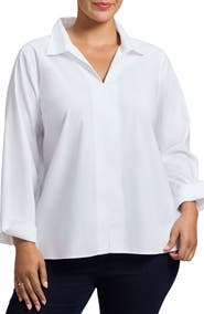 Foxcroft Agnes Non-Iron Smocked Cuff Blouse