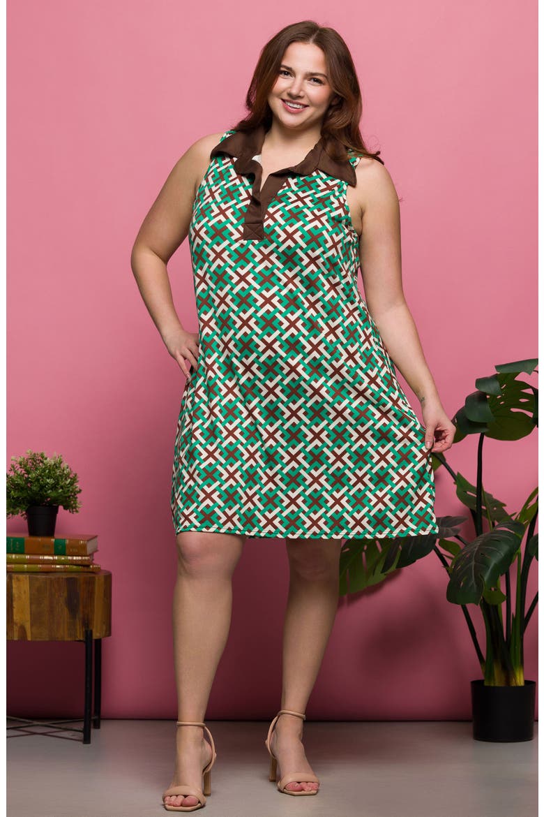 Johnny Collar Sleeveless Shift Dress, Alternate, color, GREEN MULTI