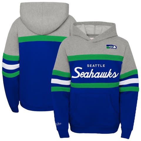 Youth Mitchell & Ness  Royal Seattle Seahawks Throwback Head Coach Pullover Hoodie