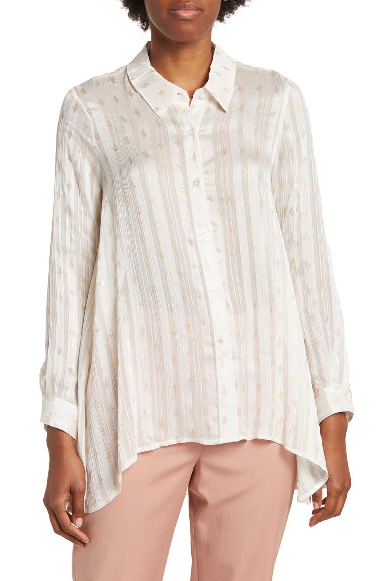 Eve Chiffon Collared Button Front Blouse, Main, color, GARDENIA
