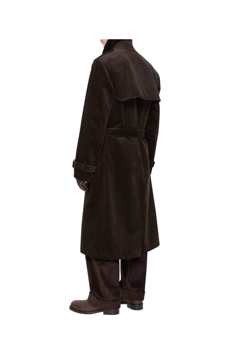 Burberry Long Corduroy Trench Coat, Alternate, color, Clove Brown