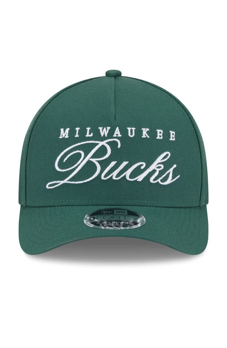 New Era Men's New Era Hunter Green Milwaukee Bucks 2025 NBA Draft M-Crown A-Frame 9FORTY Adjustable Hat, Alternate, color, Hunter Green