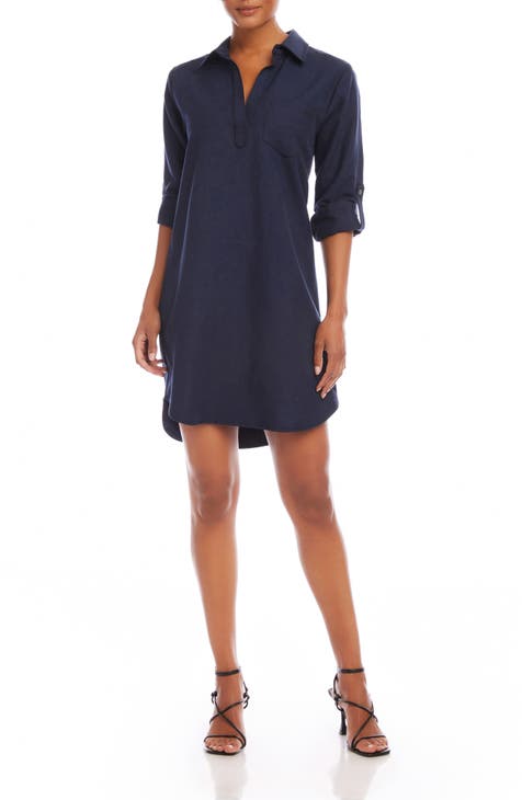 Roll Tab Sleeve Shirtdress