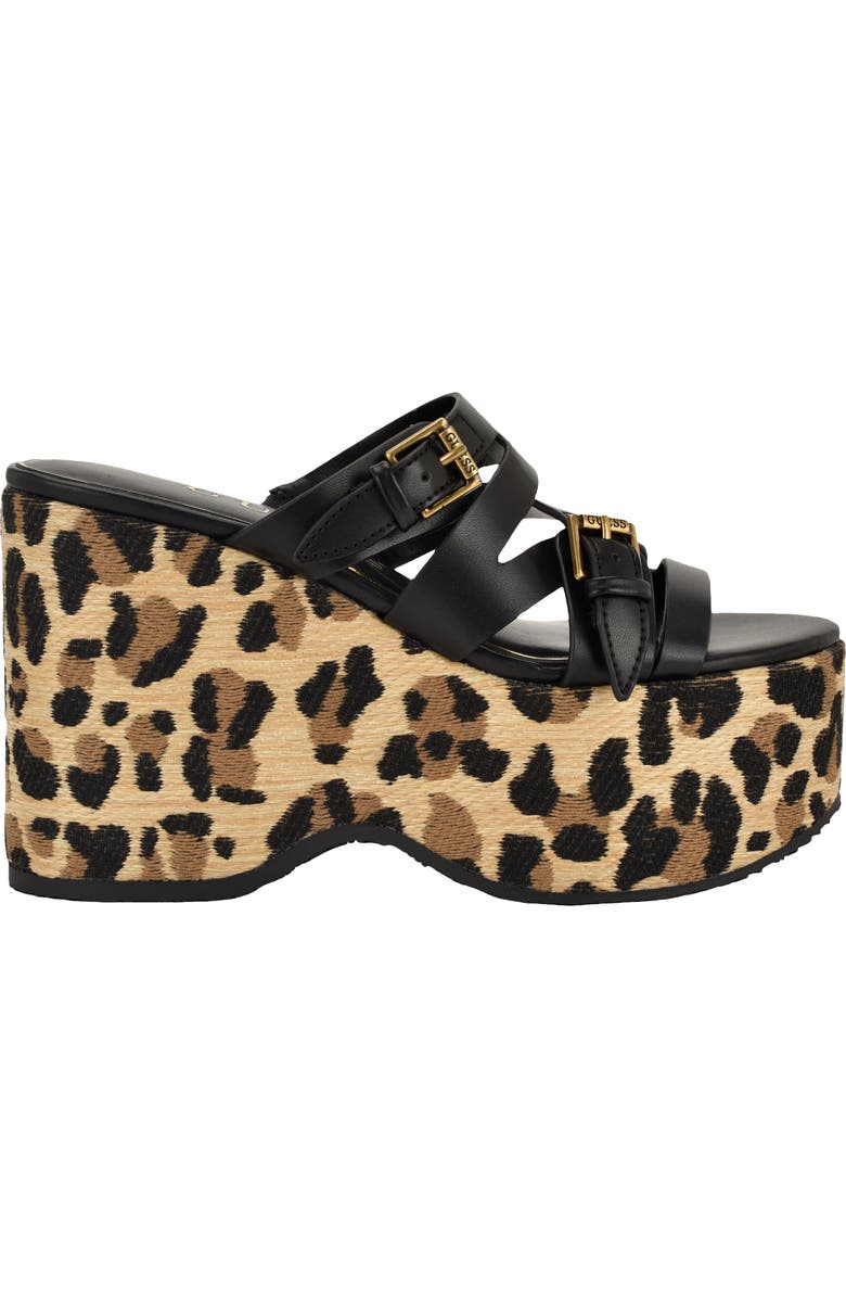 GUESS Nailah Platform Wedge Sandal, Alternate, color, Black