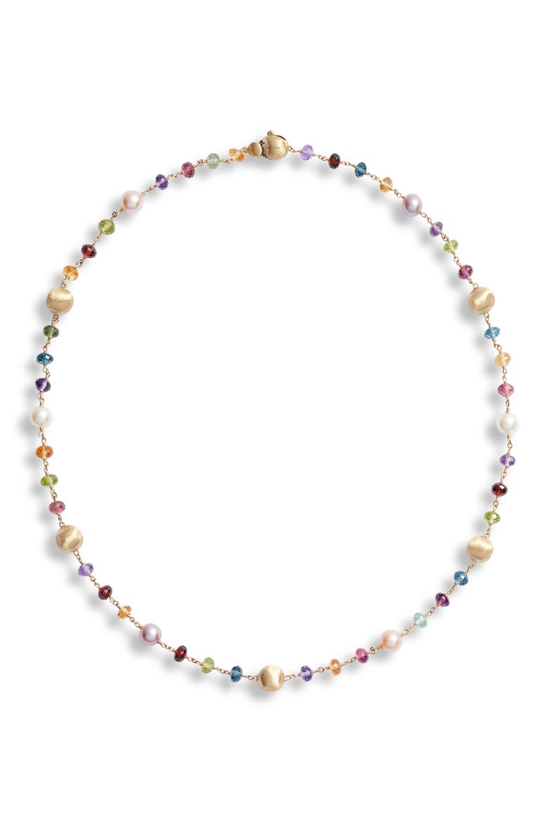 Africa Semiprecious Stone & Pearl Necklace, Main, color, YELLOW GOLD/ MULTI