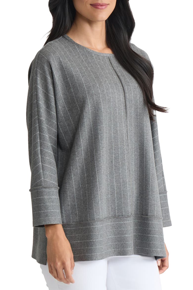Dolman Sleeve Knit Top, Alternate, color, MED HEATHER GREY/ JONES WHITE
