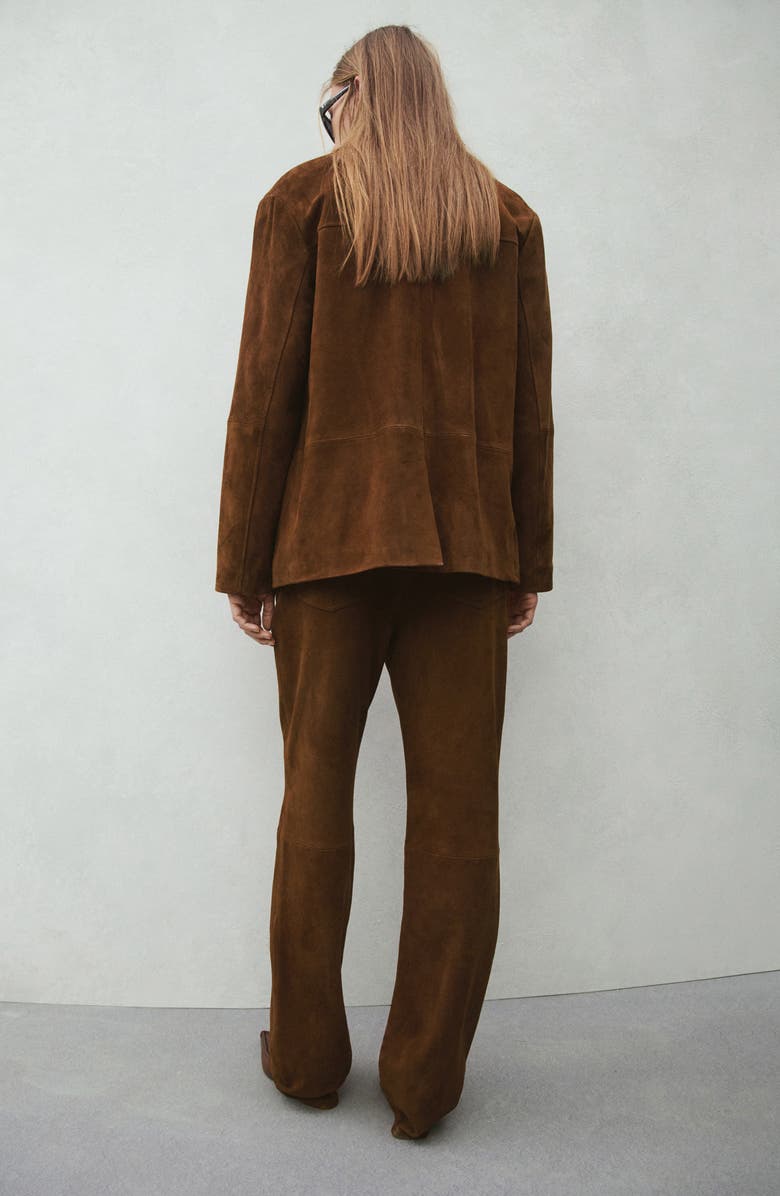 MANGO Straight Leg Suede Pants, Alternate, color, Tobacco Brown