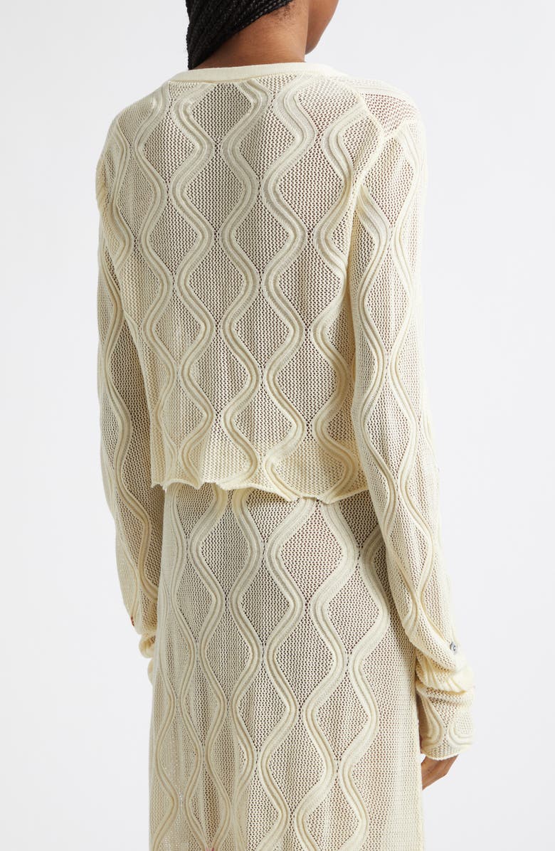 YanYan Cotton Lattice Stitch Cardigan, Alternate, color, Ivory