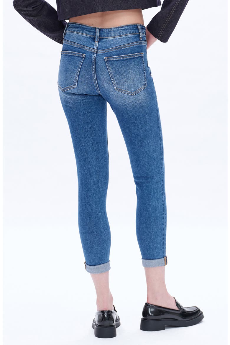 High Waist Cuffed Ankle Skinny Jeans, Alternate, color, MEDIUM BLUE