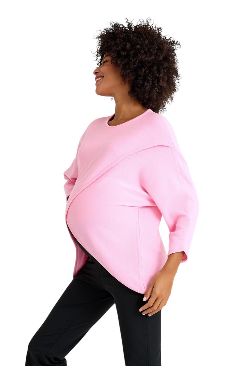 Accouchée Let Loose Crossover Long Sleeve Maternity/Nursing Knit Top, Alternate, color, Light Pink