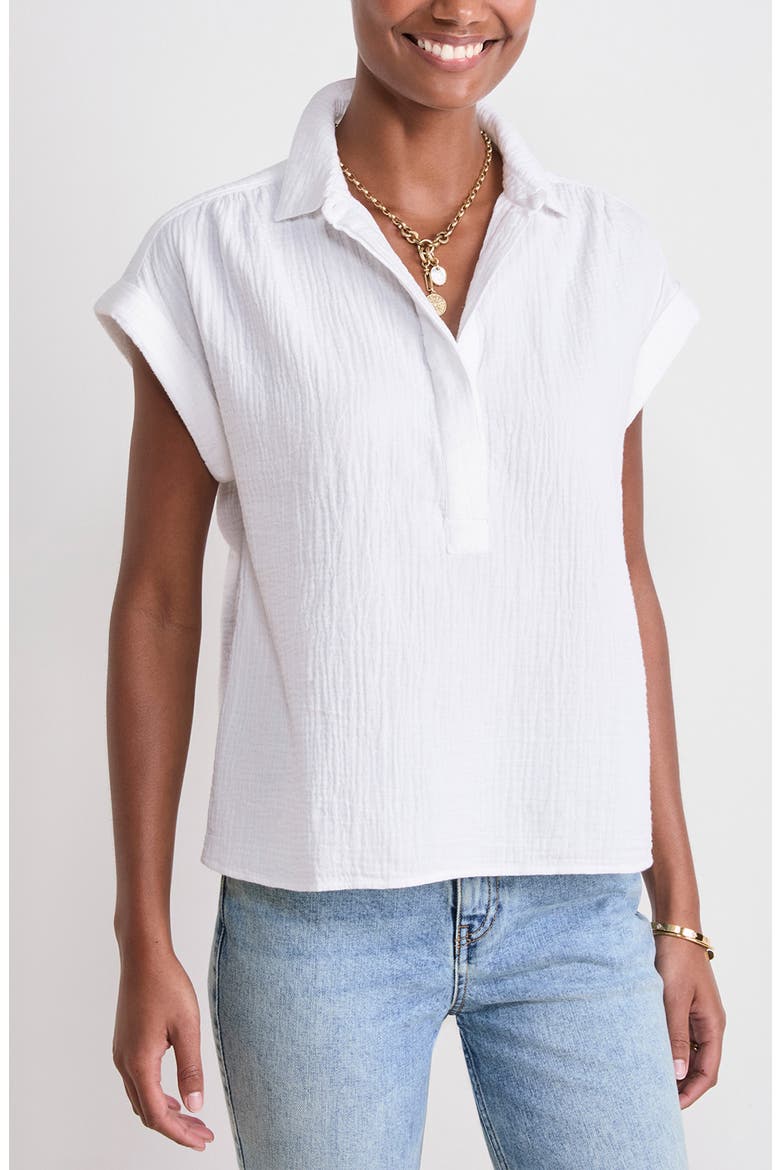 Cotton Short Sleeve Shirt, Main, color, WHITE CAP