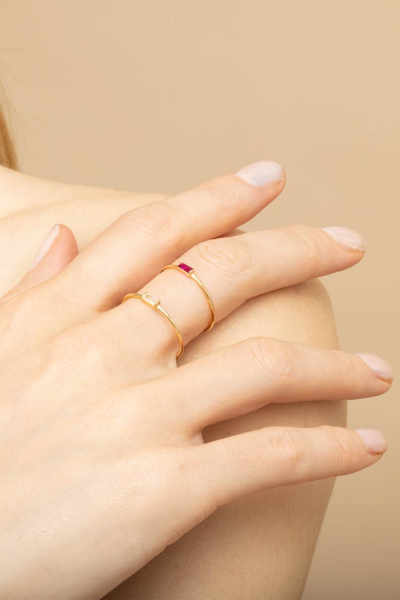 14K Gold Fresco Baguette Ring, Alternate, color, Blue Cubic Zirconia