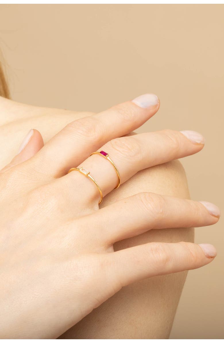 Oradina 14K Gold Fresco Baguette Ring, Alternate, color, White Topaz