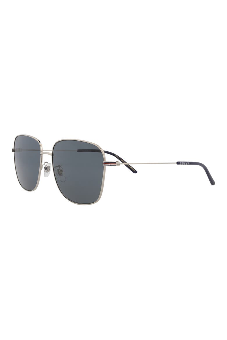61mm Square Sunglasses, Alternate, color, SILVER SILVER BLUE