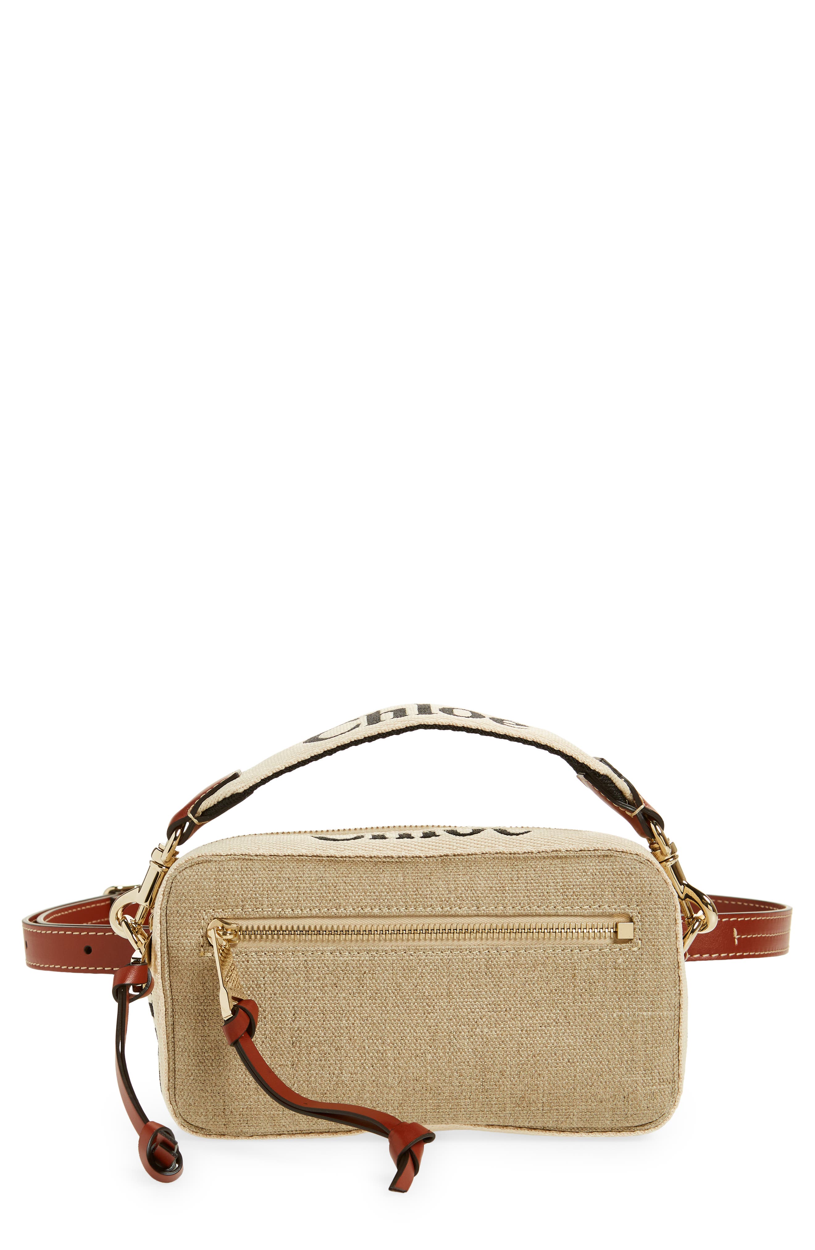 Chloé Woody Linen Canvas Belt Bag, Main, color, 