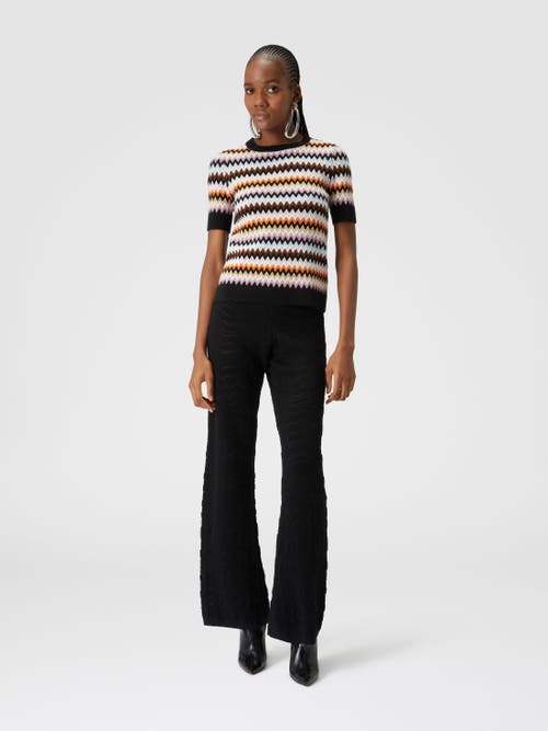 Missoni Short-sleeved Crewneck Pullover In Zigzag Wool In Multicoloured