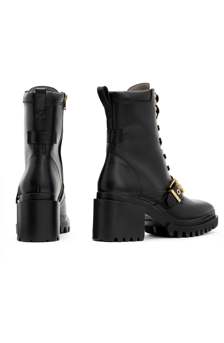 AllSaints Indaria Combat Boot, Alternate, color, Black/Warm Brass