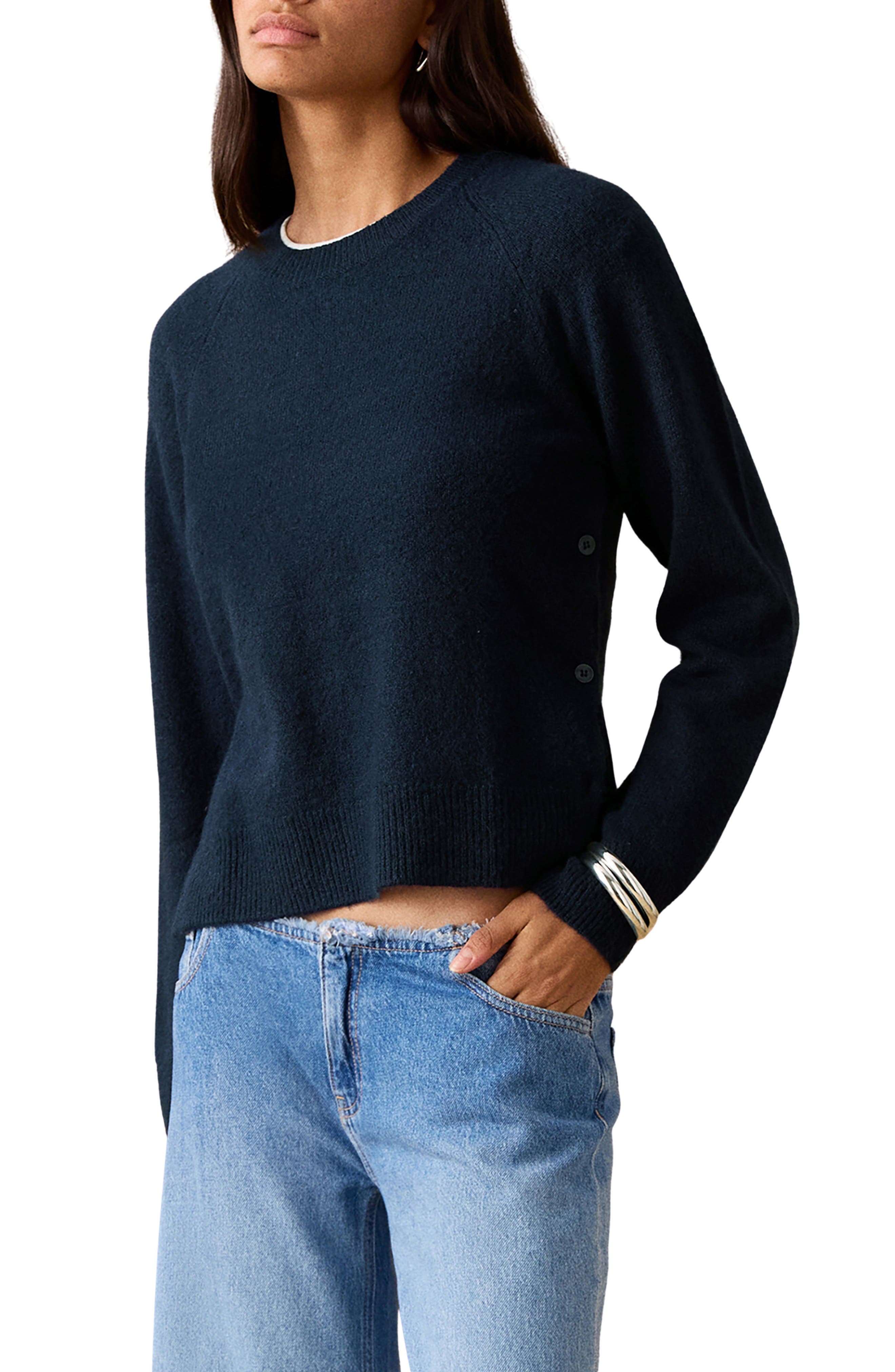 Button Detail Crop Sweater