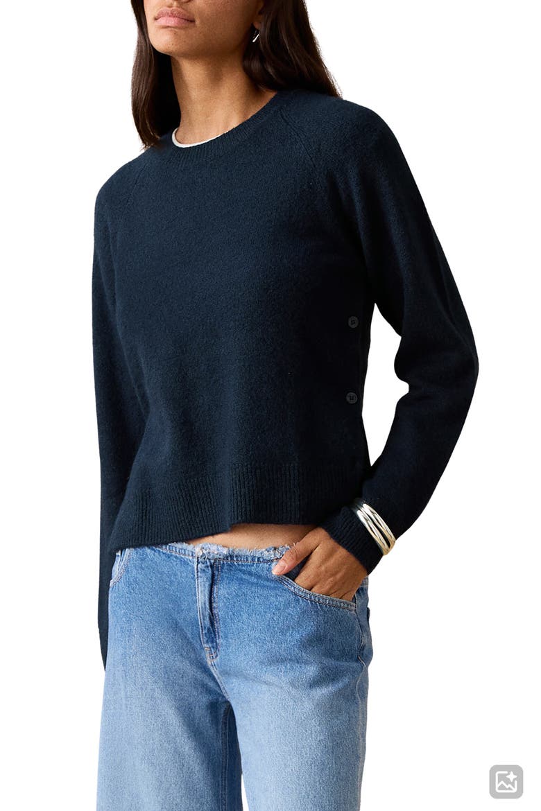 Button Detail Crop Sweater, Main, color, NAVY
