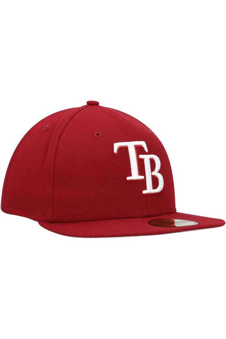 Men's New Era Cardinal Tampa Bay Rays White Logo 59FIFTY Fitted Hat, Alternate, color, Cardinal