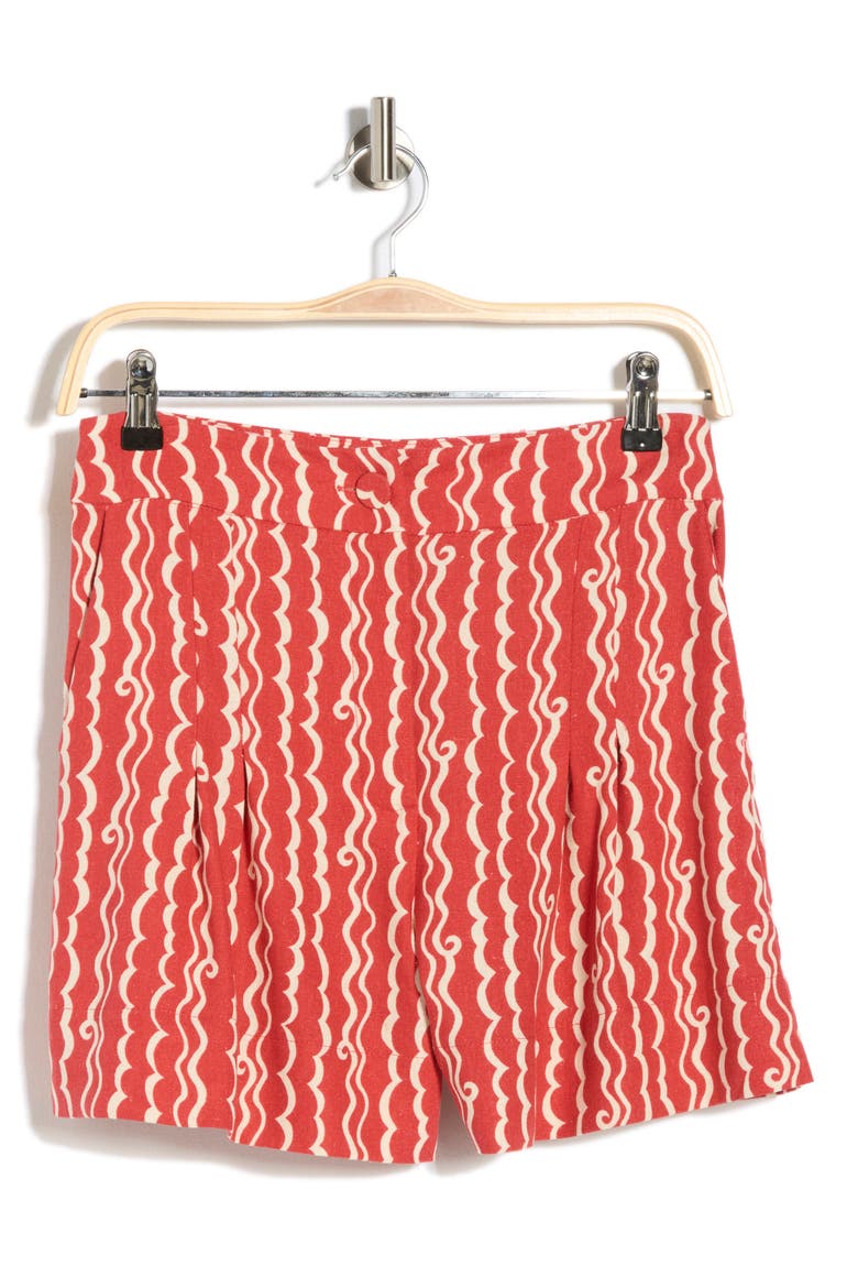 Wave Print Shorts, Alternate, color, RED ATLANTICA